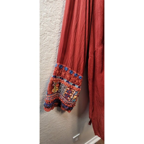 JOHNNY WAS 3x RED Tunic Embroidered Cupra - long sleeve Shirt Blouse Top HOLIDAY - Picture 6 of 10